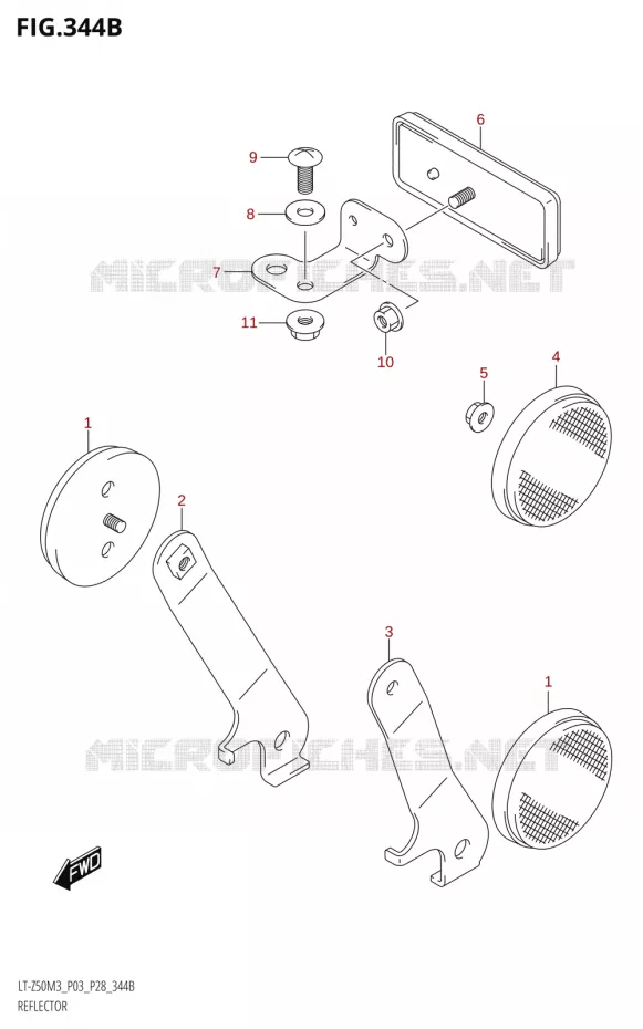 REFLECTOR (P28) Suzuki QUAD 50 QUADSPORT 2023  LT-Z50 M3 (P03 / P28)