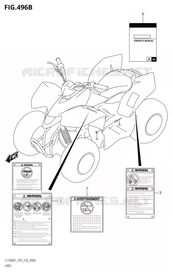 LABEL (LT-Z90:M1:P28) Suzuki QUAD 90 QUADSPORT 2021  LT-Z90 M1 (P03,P28)