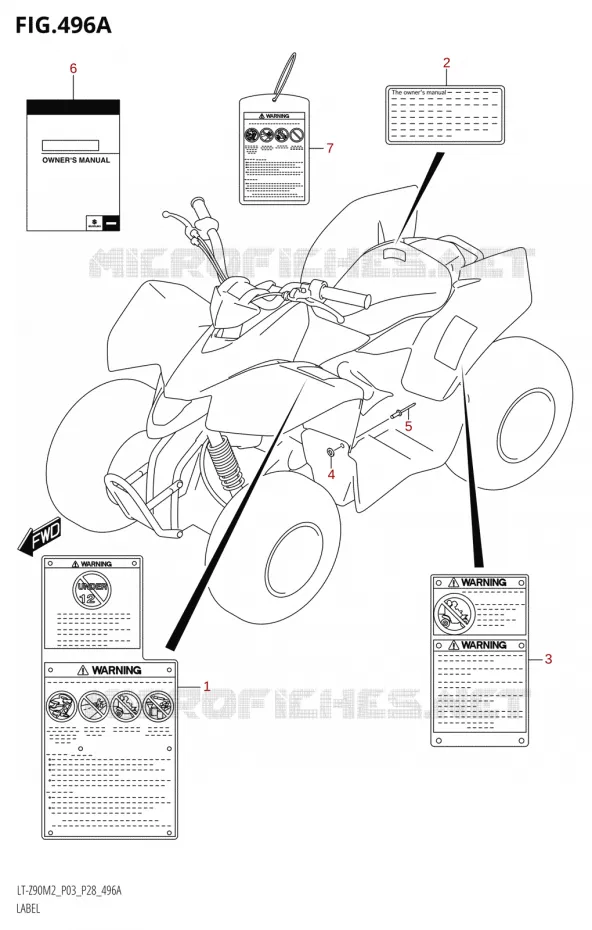 LABEL (LT-Z90:M2:P03) Suzuki QUAD 90 QUADSPORT 2022  LT-Z90 M2 (P03,P28)