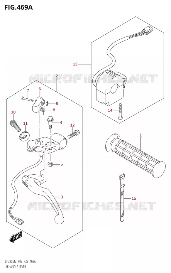 LEFT LEVER - HANDGRIP Suzuki QUAD 90 QUADSPORT 2022  LT-Z90 M2 (P03,P28)