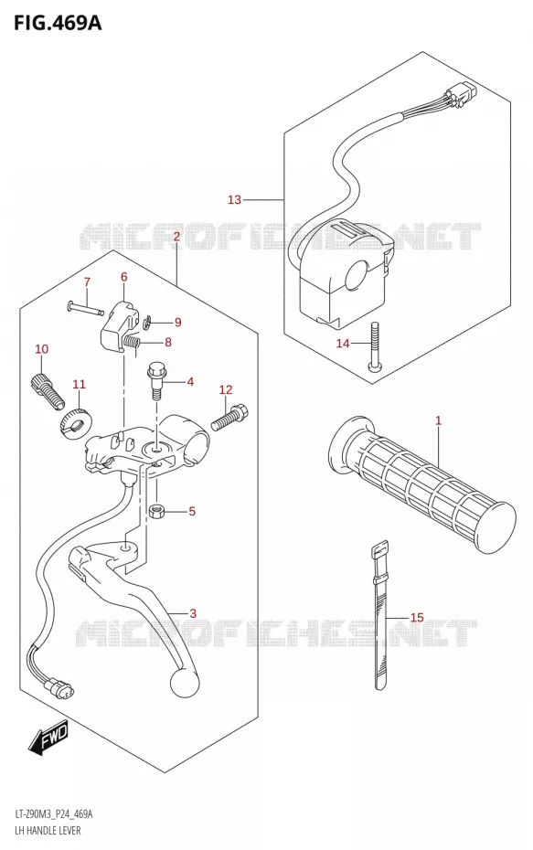 LEFT LEVER - HANDGRIP Suzuki QUAD 90 QUADSPORT 2023  LT-Z90 M3 (P03,P28)