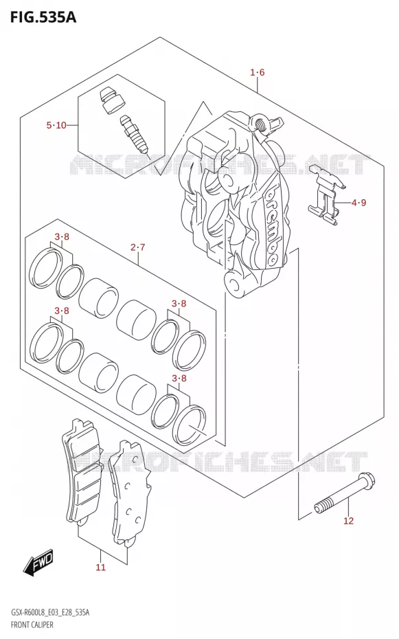 FRONT CALIPER Suzuki MOTO 600 GSX-R 2018  GSX-R600 L8 (E03,E28,E33)