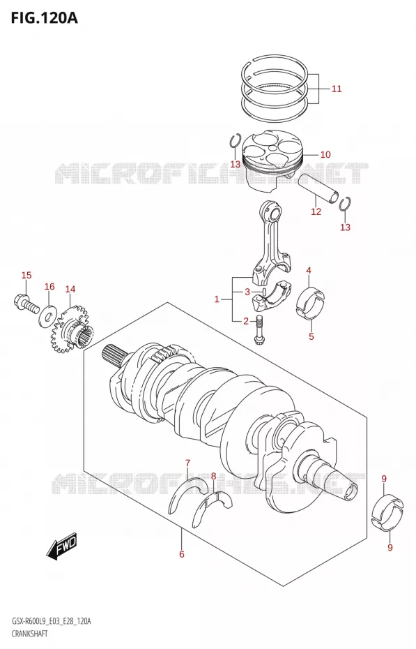CRANKSHAFT Suzuki MOTO 600 GSX-R 2019  GSX-R600 L9 (E03,E28,E33)