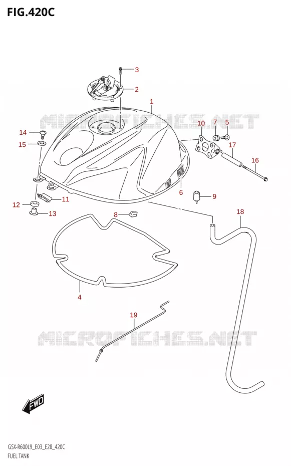 FUEL TANK (GSX-R600:L9:E33) Suzuki MOTO 600 GSX-R 2019  GSX-R600 L9 (E03,E28,E33)