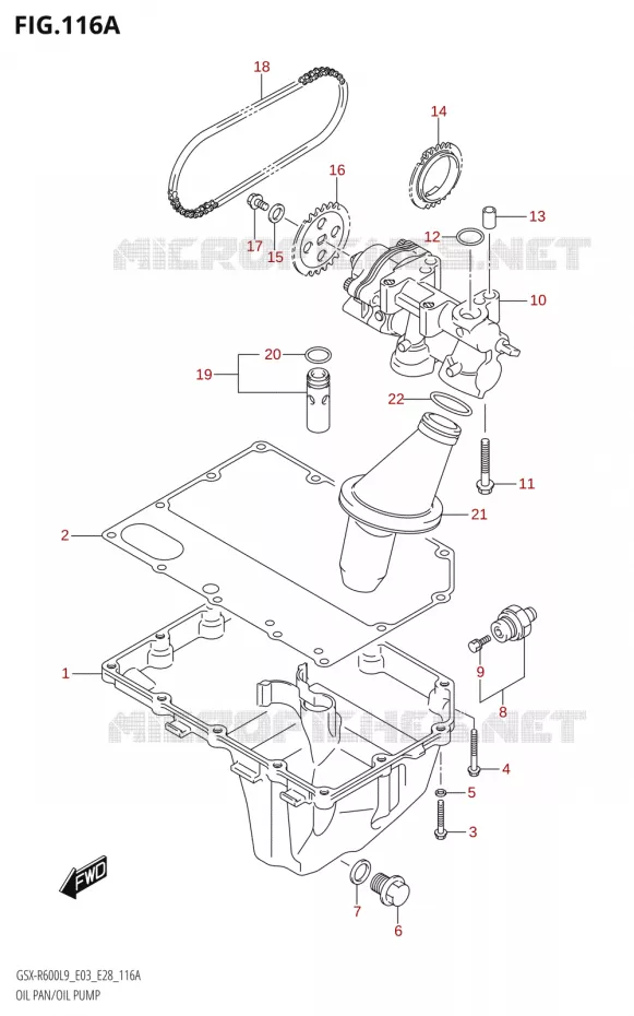 OIL PAN - OIL PUMP Suzuki MOTO 600 GSX-R 2019  GSX-R600 L9 (E03,E28,E33)