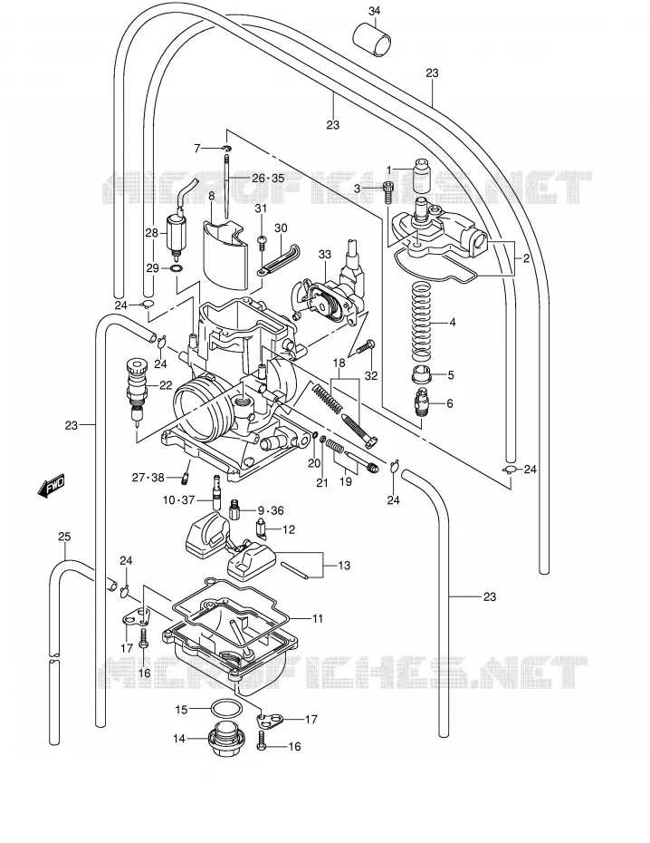CARBURETOR (MODEL K1) Suzuki MOTO 250 RM 2001  RM250K1(E2)