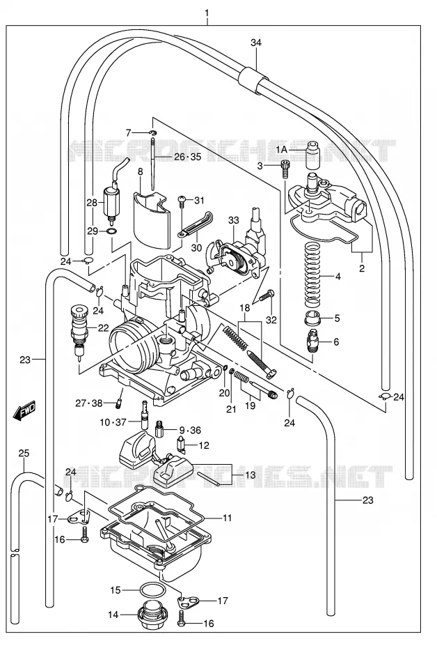 CARBURETOR (MODEL K1) Suzuki MOTO 250 RM 2004  RM250K4(E3/E28)