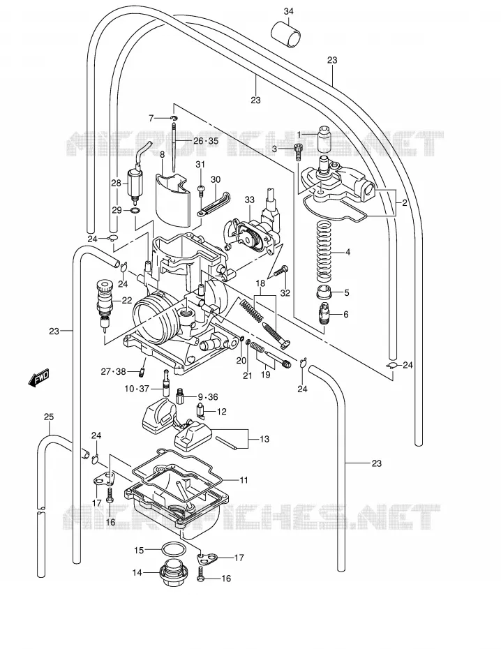 CARBURETOR (MODEL K2) Suzuki MOTO 250 RM 2002  RM250K2(E2)