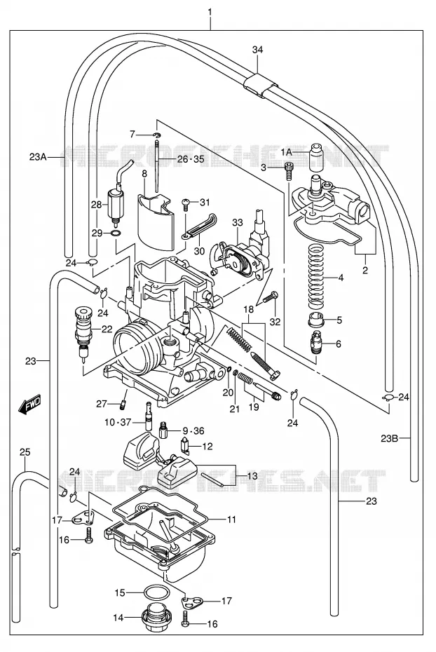 CARBURETOR (MODEL K4) Suzuki MOTO 250 RM 2003  RM250K3(E3/E28)