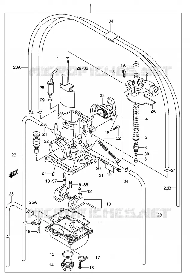 CARBURETOR (MODEL K5) Suzuki MOTO 250 RM 2004  RM250K4(E3/E28)