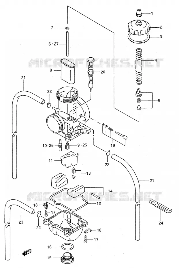 CARBURETOR (MODEL P/R) Suzuki MOTO 250 RMX 1990  RMX250L(E28)