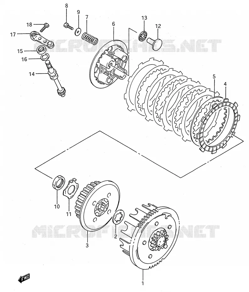 CLUTCH (MODEL G/H/J) Suzuki MOTO 80 RM 1991  RM80M(E28)
