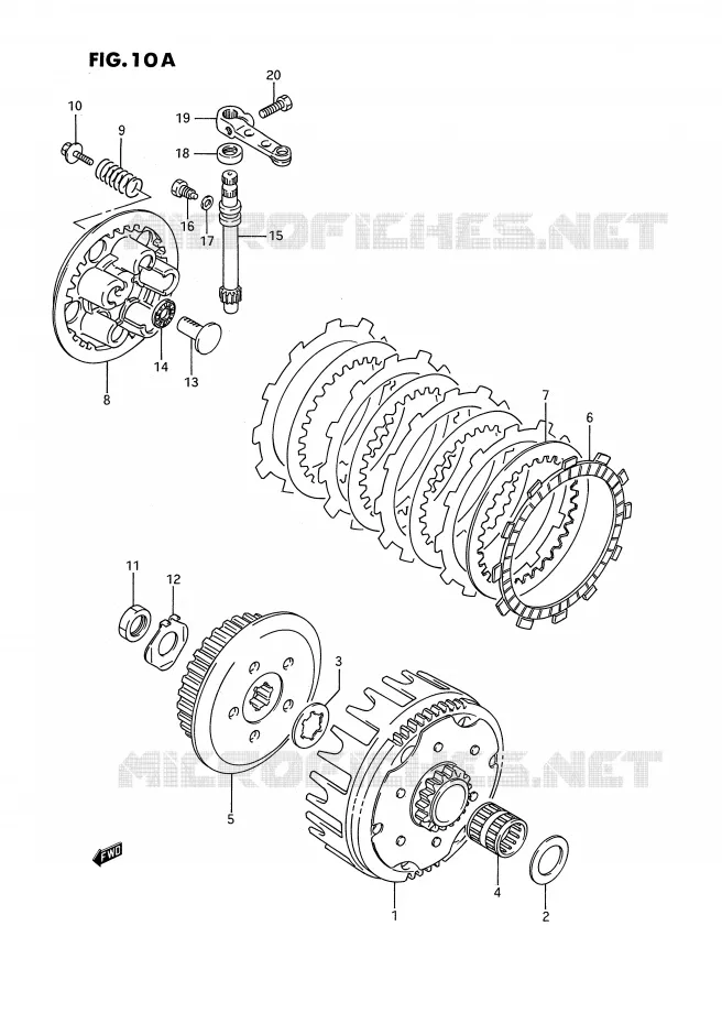 CLUTCH (MODEL K/L/M/N/P/R/S) Suzuki MOTO 80 RM 1985  RM80F(E3)