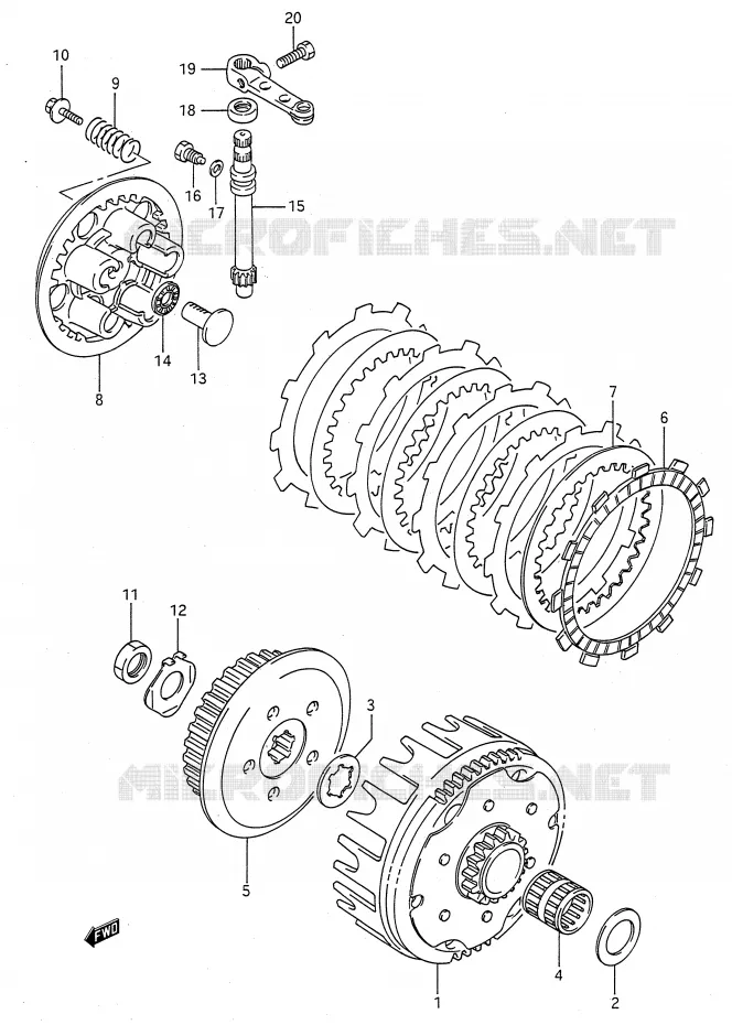 CLUTCH (MODEL K/L/M/N/P/R/S) Suzuki MOTO 80 RM 1994  RM80R(E28)