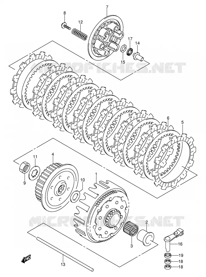 CLUTCH (MODEL K1/K2) Suzuki MOTO 250 RM 2002  RM250K2(E3/E28)
