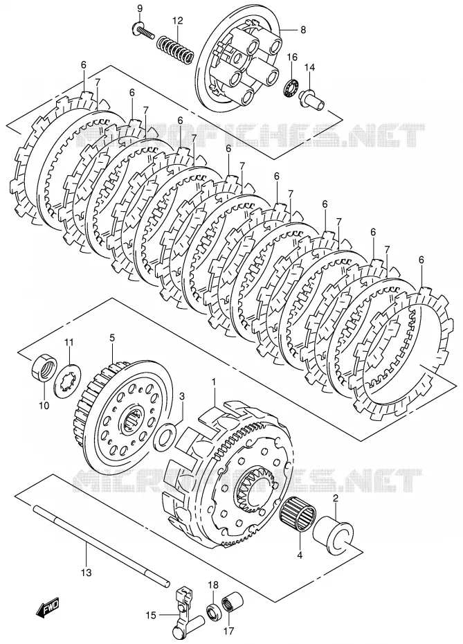 CLUTCH (MODEL K1) Suzuki MOTO 125 RM 2002  RM125K2(E3/E28)