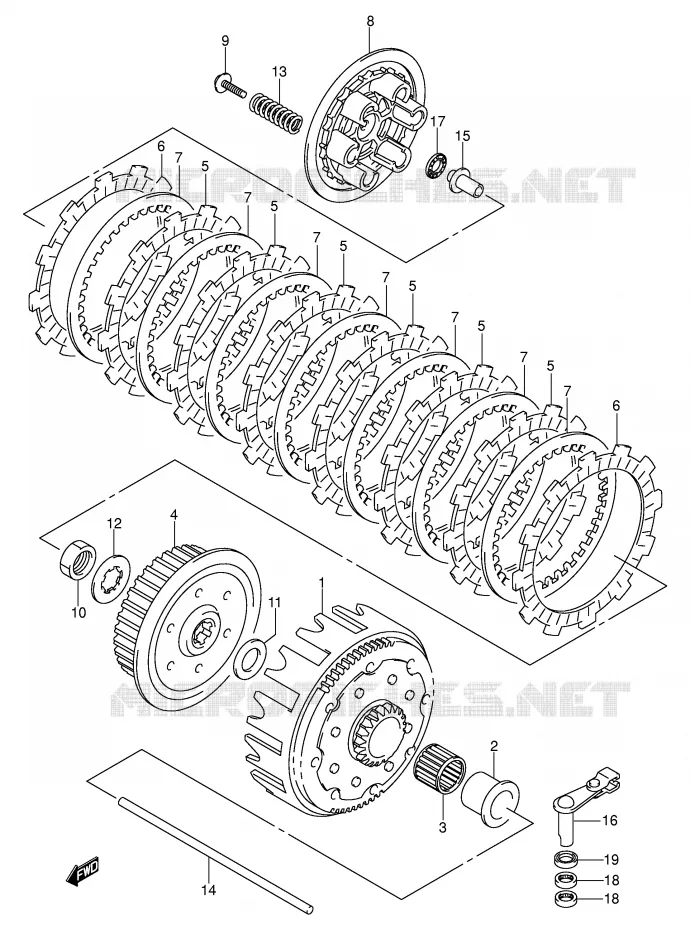 CLUTCH (MODEL K3/K4/K5) Suzuki MOTO 250 RM 2003  RM250K3(E3/E28)