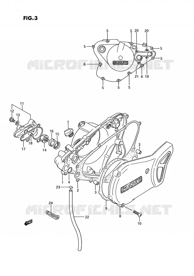 CRANKCASE COVER - WATER PUMP (MODEL G/H/J) Suzuki MOTO 80 RM 1990  RM80L(E3)