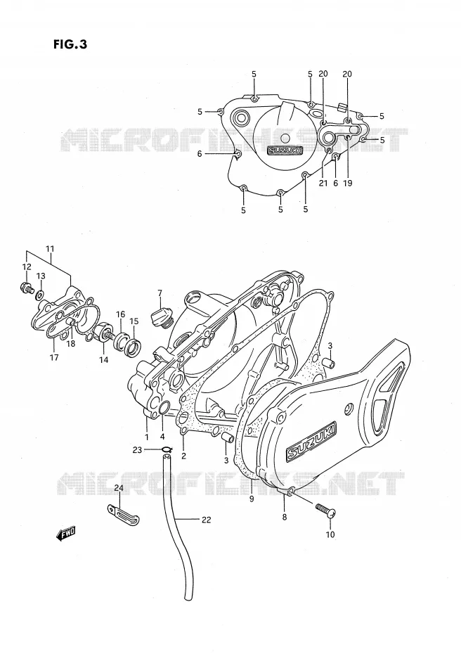 CRANKCASE COVER - WATER PUMP (MODEL G/H/J) Suzuki MOTO 80 RM 1990  RM80XL(E2)