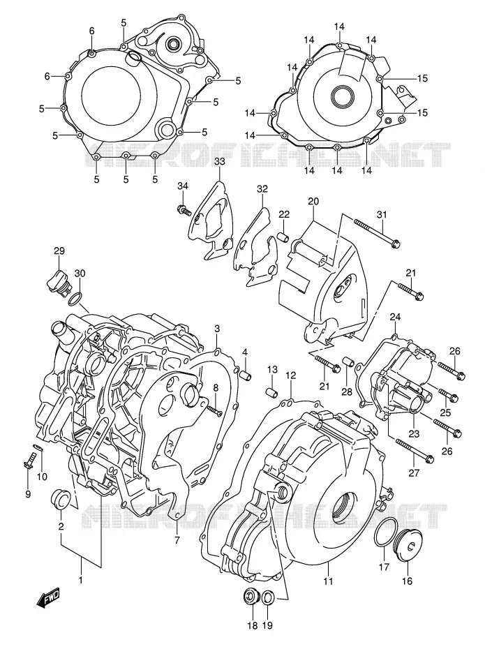 CRANKCASE COVER Suzuki MOTO 1000 SV 2004  SV1000S2K4(E2)