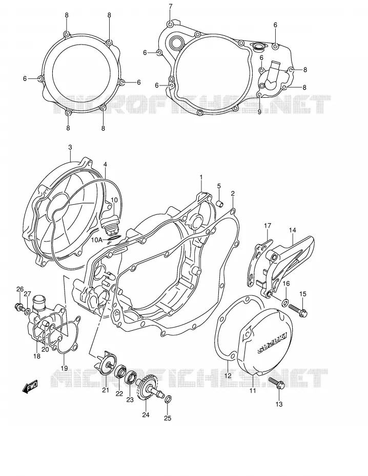 CRANKCASE COVER- WATER PUMP Suzuki MOTO 250 RM 2002  RM250K2(E2)