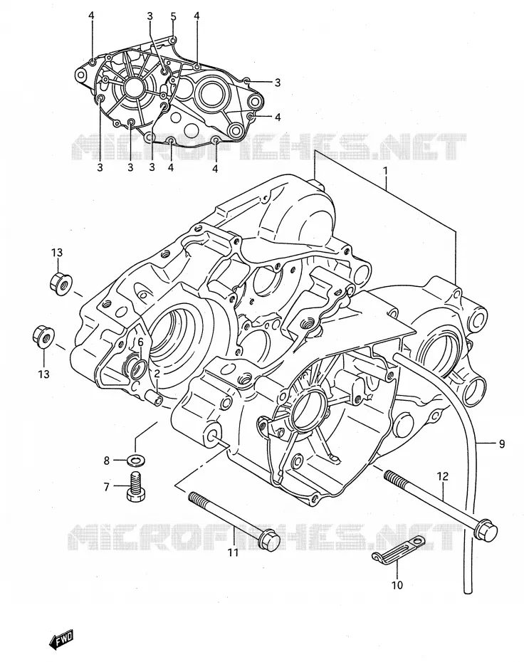 CRANKCASE (MODEL G/H/J) Suzuki MOTO 80 RM 1991  RM80M(E28)