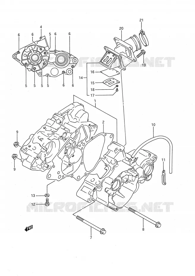 CRANKCASE (MODEL K) Suzuki MOTO 80 RM 1991  RM80M(E28)