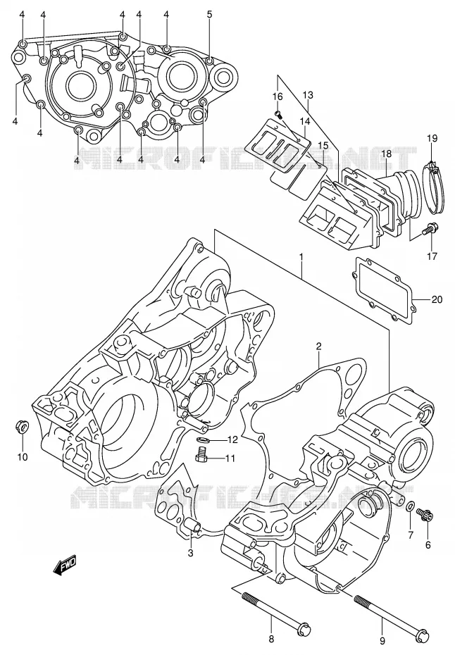 CRANKCASE (MODEL K1/K2) Suzuki MOTO 250 RM 2003  RM250K3(E3/E28)