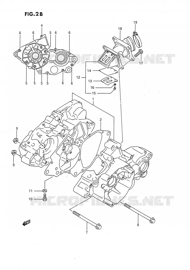 CRANKCASE (MODEL L/M/N/P/R/S) Suzuki MOTO 80 RM 1995  RM80XS(E2)