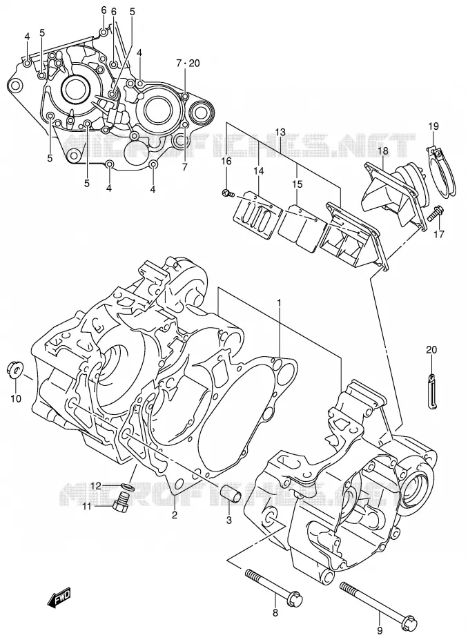 CRANKCASE Suzuki MOTO 125 RM 2004  RM125K4
