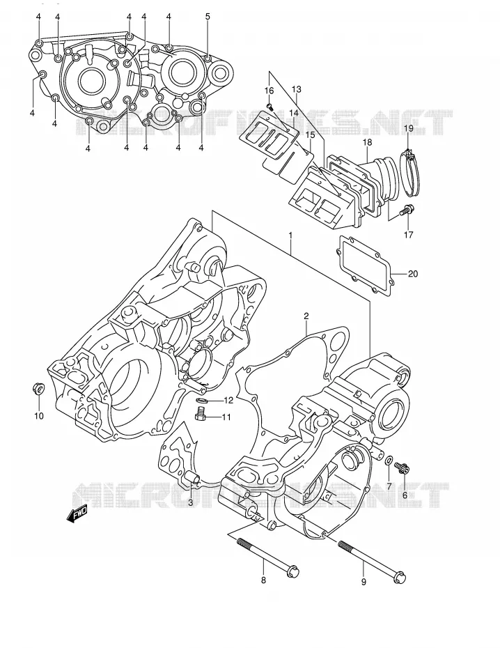 CRANKCASE Suzuki MOTO 250 RM 2002  RM250K2(E2)