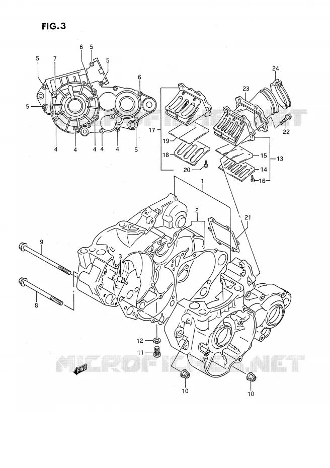 CRANKCASE Suzuki MOTO 250 RMX 1992  RMX250N(E3)