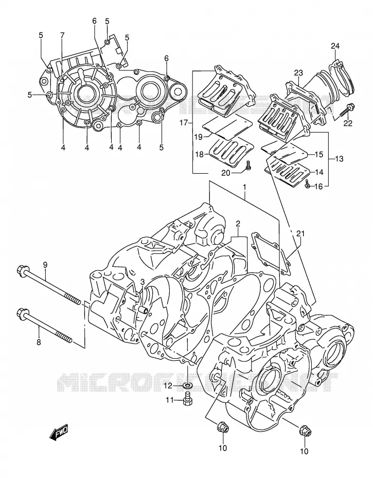 CRANKCASE Suzuki MOTO 250 RMX 1996  RMX250T(E1)