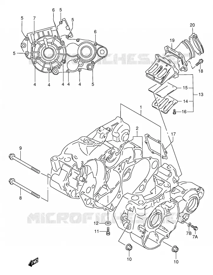 CRANKCASE Suzuki MOTO 250 RMX 1998  RMX250W(E1)