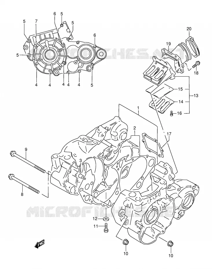 CRANKCASE Suzuki MOTO 250 RMX 1998  RMX250W(E28)