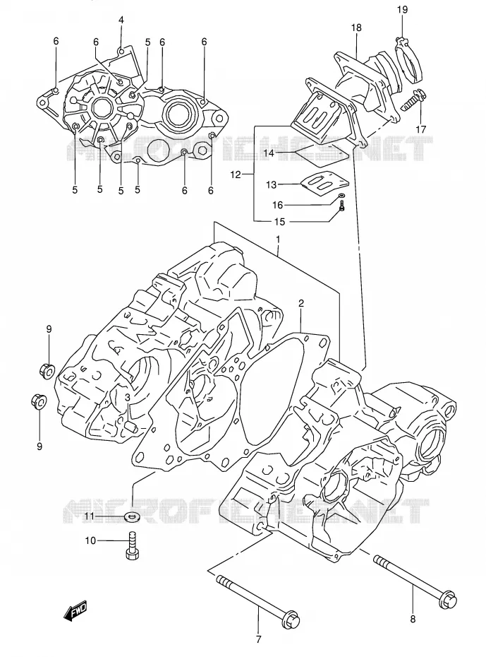 CRANKCASE Suzuki MOTO 80 RM 1996  RM80T(E3/E28)