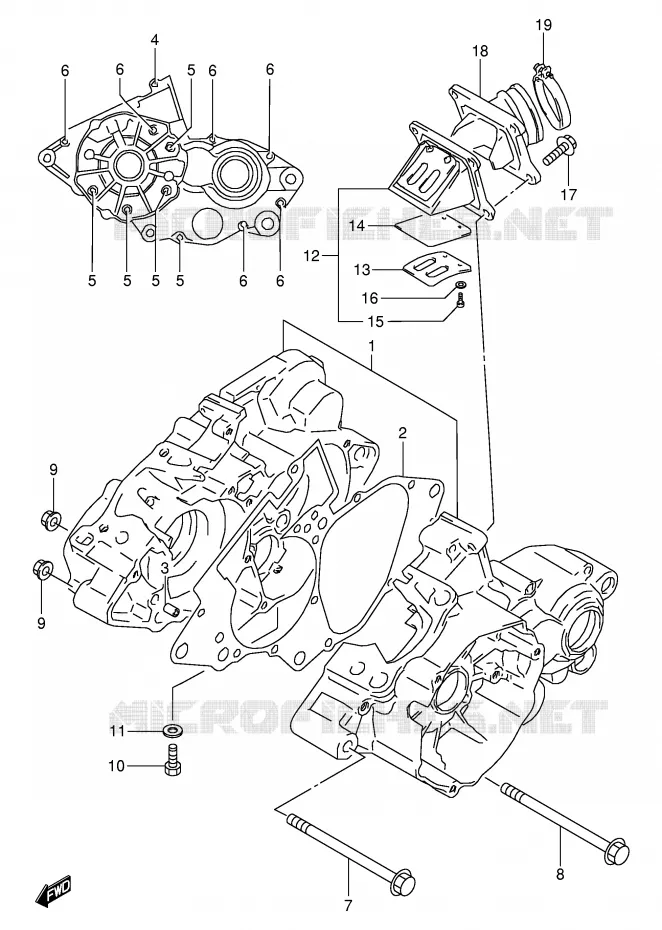 CRANKCASE Suzuki MOTO 80 RM 1998  RM80W(E24)