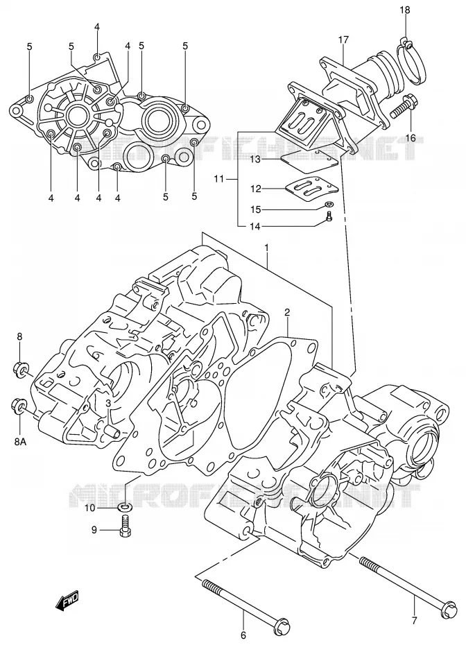 CRANKCASE Suzuki MOTO 85 RM 2005  RM85LK5(P3/P28)