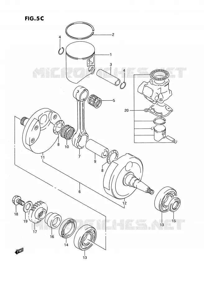 CRANKSHAFT (MODEL S/T) Suzuki MOTO 250 RMX 1996  RMX250T(E3)
