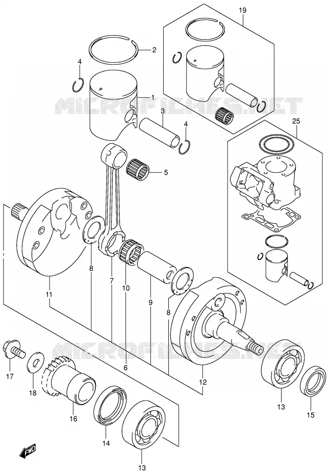 CRANKSHAFT Suzuki MOTO 125 RM 2005  RM125K5