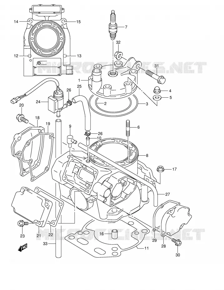 CYLINDER (MODEL K1) Suzuki MOTO 250 RM 2002  RM250K2(E2)