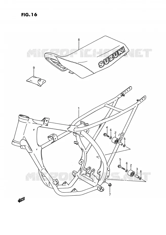 FRAME - SEAT (MODEL G) Suzuki MOTO 80 RM 1992  RM80N(E3)