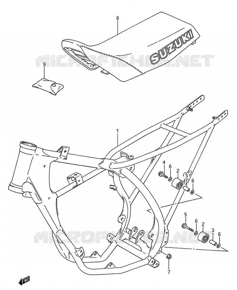 FRAME - SEAT (MODEL G) Suzuki MOTO 80 RM 1994  RM80R(E28)