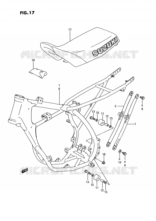 FRAME - SEAT (MODEL H/J/K/L) Suzuki MOTO 80 RM 1992  RM80N(E3)