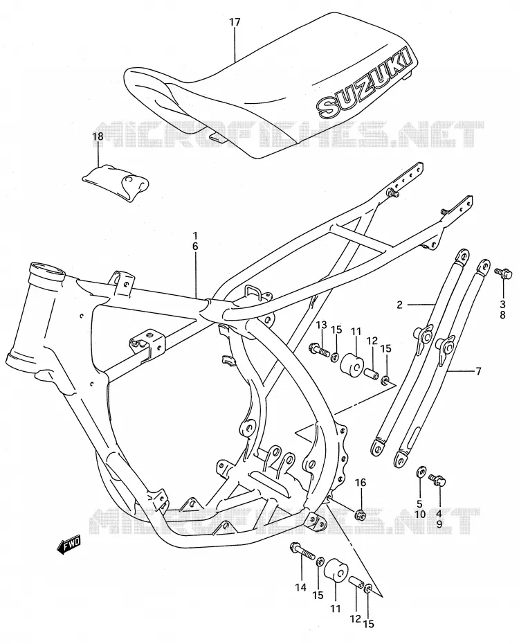 FRAME - SEAT (MODEL H/J/K/L) Suzuki MOTO 80 RM 1995  RM80S(E28)