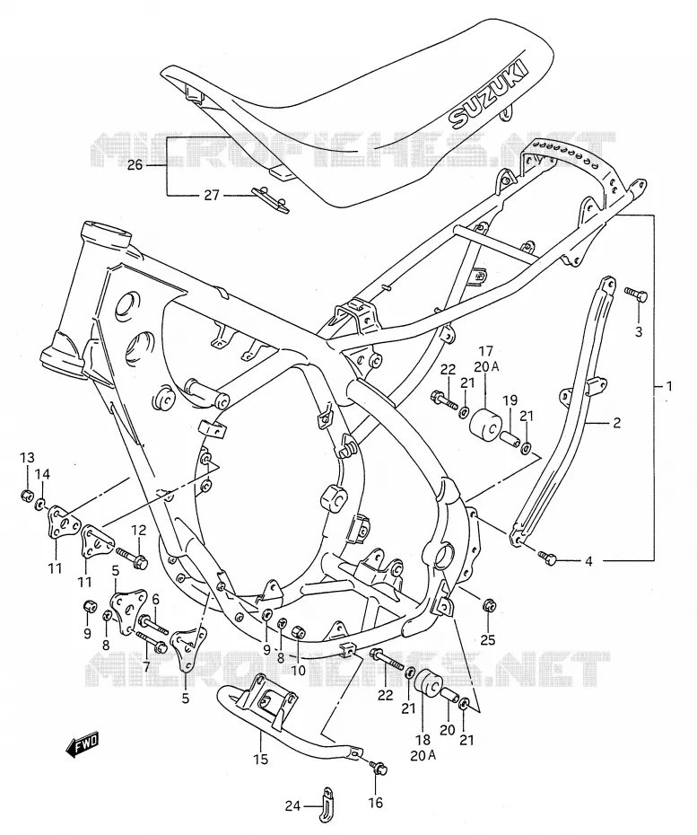 FRAME - SEAT (MODEL K/L/M/N) Suzuki MOTO 250 RMX 1994  RMX250R(E28)