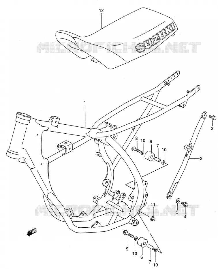 FRAME - SEAT (MODEL M/N) Suzuki MOTO 80 RM 1993  RM80P(E28)