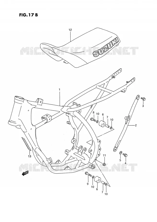 FRAME - SEAT (MODEL P/R/S) Suzuki MOTO 80 RM 1993  RM80P(E3)