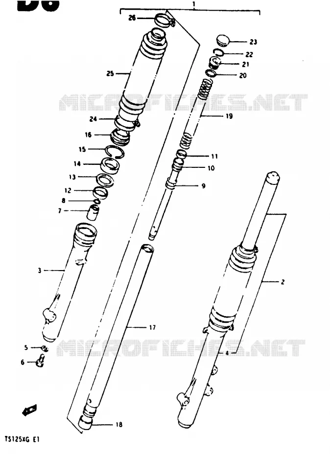 FRONT FORK (MODEL F/G) Suzuki MOTO 125 TS-X 1984  TS125XUE(E/F/G)