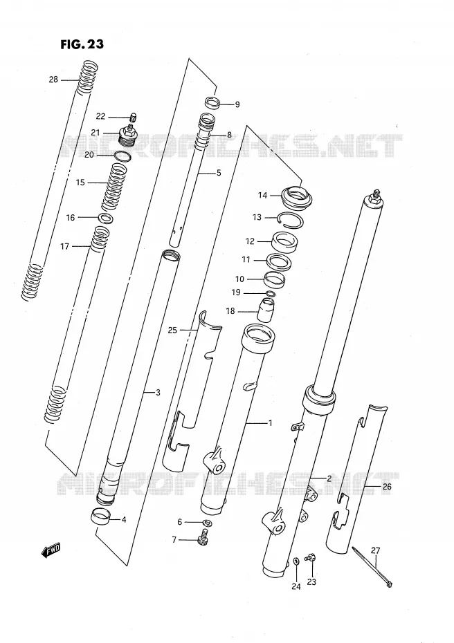 FRONT FORK (MODEL G/H/J) Suzuki MOTO 80 RM 1986  RM80XG(E2)
